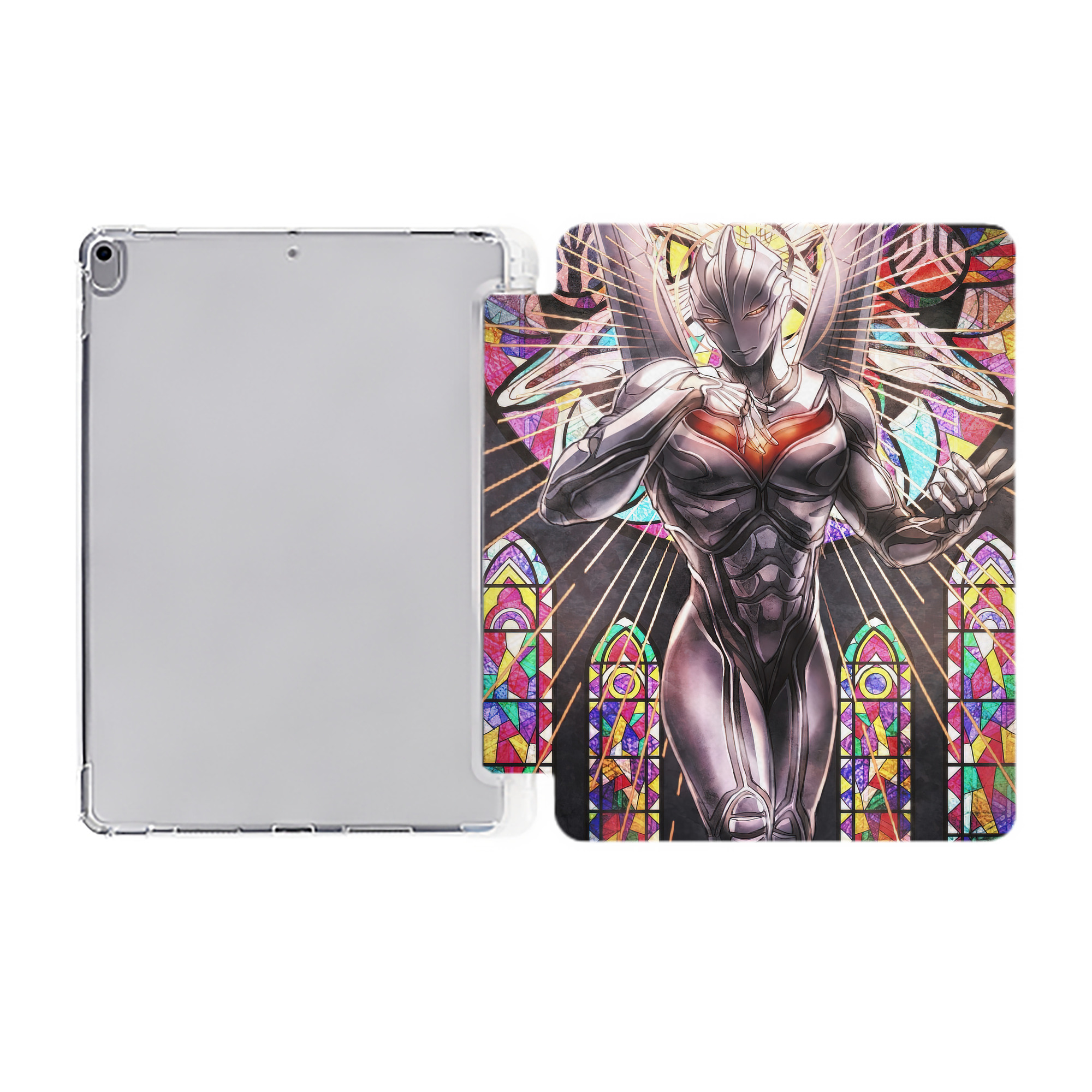 （画像用） ウルトラマン Ultraman IPad ケース ペン収納付き 三つ折りスタンド PUレザー×シリコン 対応機種9.5/10.5/10.9インチ